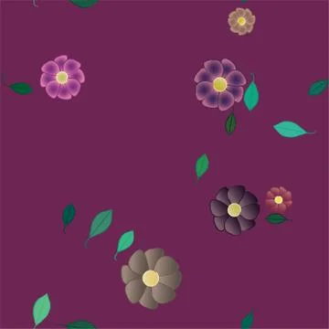 Seamless flowers vector pattern. Background texture in floral style. Stock Illustration