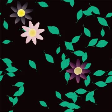Seamless flowers vector pattern. Background texture in floral style. Stock Illustration