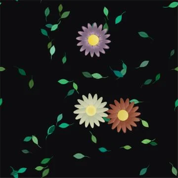 Seamless flowers vector pattern. Background texture in floral style. Stock Illustration