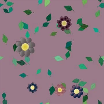 Seamless flowers vector pattern. Background texture in floral style. Stock Illustration