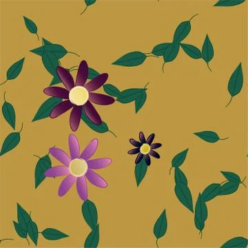 Seamless flowers vector pattern. Background texture in floral style. Stock Illustration