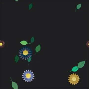 Seamless flowers vector pattern. Background texture in floral style. Stock Illustration