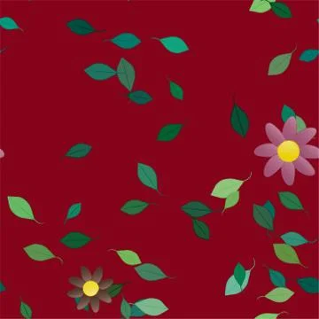 Seamless flowers vector pattern. Background texture in floral style. Stock Illustration