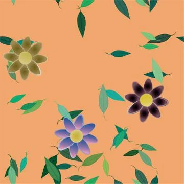 Seamless flowers vector pattern. Background texture in floral style. Illustrazione stock