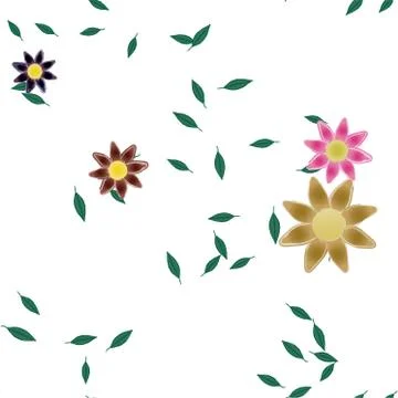 Seamless flowers vector pattern. Background texture in floral style. Stock Illustration