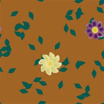 Seamless flowers vector pattern. Background texture in floral style. Stock Illustration