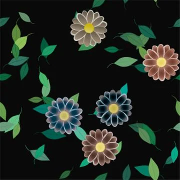 Seamless flowers vector pattern. Background texture in floral style. Illustrazione stock