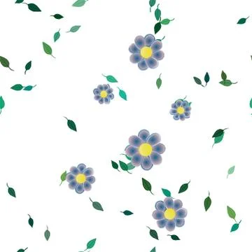Seamless flowers vector pattern. Background texture in floral style. Stock Illustration