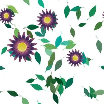 Seamless flowers vector pattern. Background texture in floral style. Stock Illustration