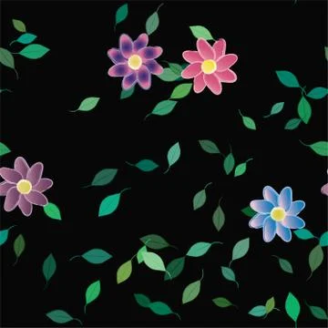 Seamless flowers vector pattern. Background texture in floral style. 스톡 일러스트