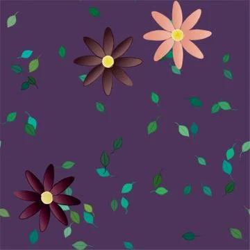 Seamless flowers vector pattern. Background texture in floral style. 스톡 일러스트
