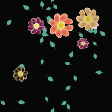 Seamless flowers vector pattern. Background texture in floral style. Stock Illustration