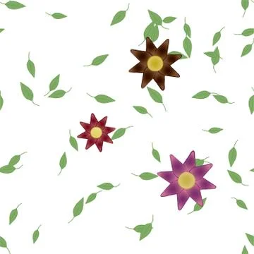 Seamless flowers vector pattern. Background texture in floral style. Stock Illustration