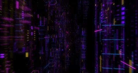 Seamless fly through of abstract circuitry with digital grid background Stock Footage 117068271