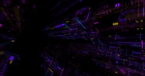 Seamless fly through of abstract circuitry with digital grid background Stock Footage 117068300