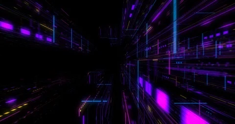 Seamless fly through of abstract circuitry with digital grid background Stock Footage 117150265
