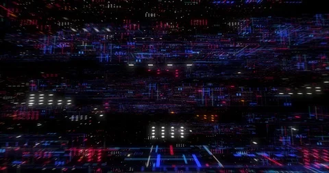 Seamless fly through of abstract circuitry with digital grid background Stock Footage 117660858