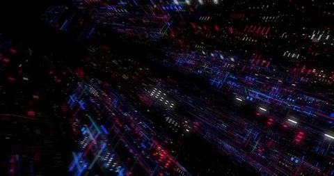 Seamless fly through of abstract circuitry with digital grid background Stock Footage 117690094