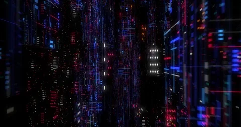 Seamless fly through of abstract circuitry with digital grid background Stock Footage 117697865