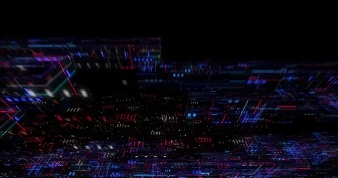 Seamless fly through of abstract circuitry with digital grid background Stock Footage 117700659