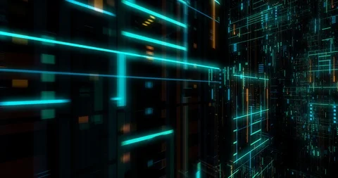 Seamless fly through of abstract circuitry with digital grid background Stock Footage 117733562