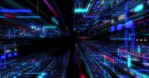 Seamless fly through of abstract circuitry with digital grid background Stock Footage 117975249