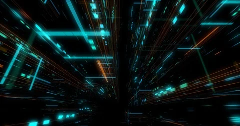 Seamless fly through of abstract circuitry with digital grid background Stock Footage 117985332