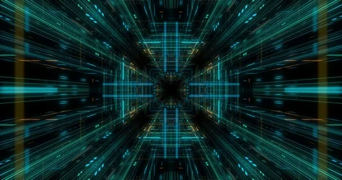 Seamless fly through of abstract circuitry with digital grid background Stock Footage 117992071