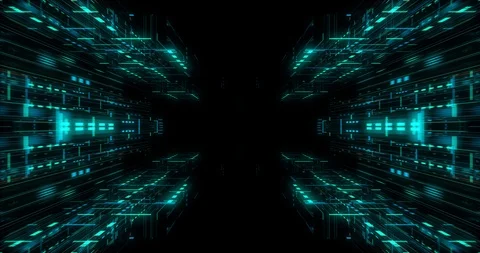 Seamless fly through of abstract circuitry with digital grid background Stock Footage 117992662