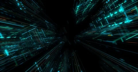 Seamless fly through of abstract circuitry with digital grid background Stock Footage 117995008