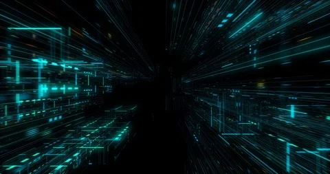 Seamless fly through of abstract circuitry with digital grid background Stock Footage 117995685