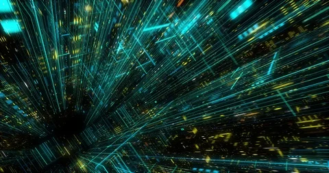 Seamless fly through of abstract circuitry with digital grid background Stock Footage 117997544