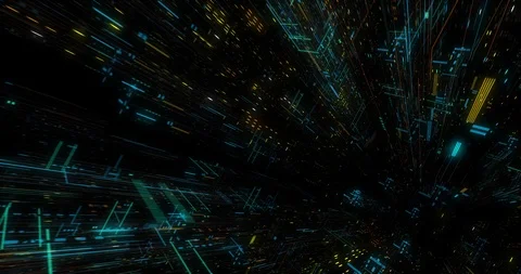 Seamless fly through of abstract circuitry with digital grid background Stock Footage 117998193