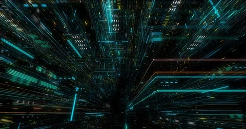 Seamless fly through of abstract circuitry with digital grid background Stock Footage 118011611