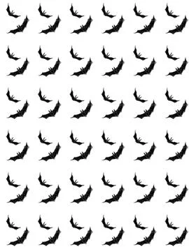 Seamless Flying Bat Halloween Pattern on White Background Stock Illustration