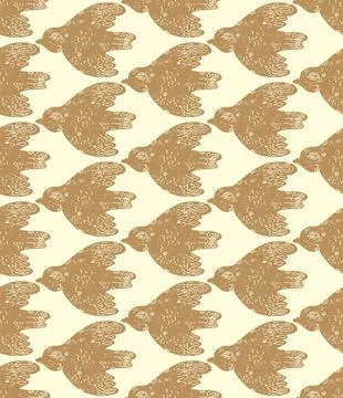 Seamless Flying Birds Pattern Vector  Stylized Textured Bird Silhouettes Back 库存插图