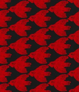 Seamless Flying Birds Pattern Vector  Stylized Textured Bird Silhouettes Back Stock Illustration