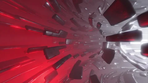 Seamless flythrough over planet rings in space. Whe and red light and minerals Stock Footage 256293627