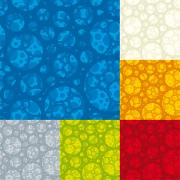 Seamless foam texture in six different colors. Stock Illustration