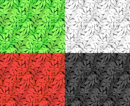 Seamless foliage and leaf pattern in flat, vector Stock Illustration