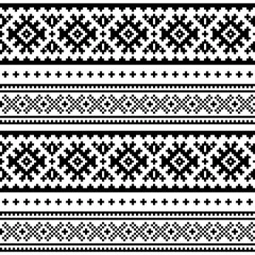 Seamless folk art pattern, Lapland traditional design, Sami vector background Stock Illustration