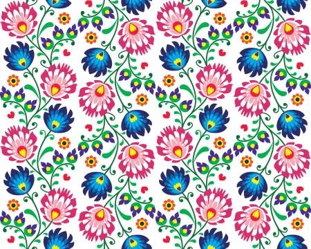 Seamless folk art Polish pattern - wzor lowicki wycinanki Illustrazione stock