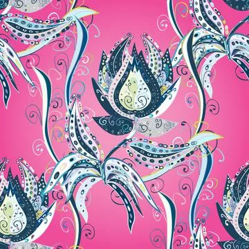 Seamless folk pattern in small wild flowers. Floral meadow background for textil Stock Illustration