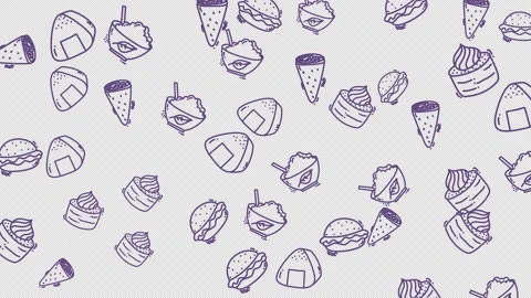 Seamless Food Line Art Pattern on transparent Background. seamless pattern  Stock Footage 319084166