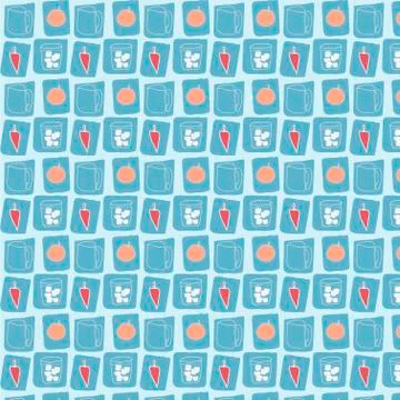 Seamless food pattern on blue background Stock Illustration