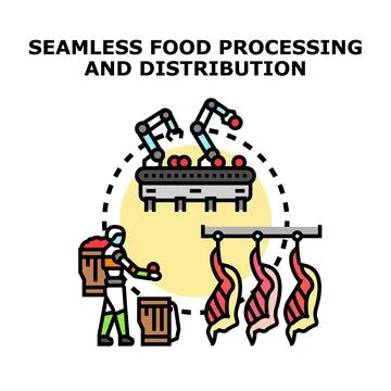 Seamless food processing and distribution automation concept Stock Illustration