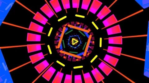 Seamless footage.VJ loop. Animated tunnel neon background. Stock Footage 93355366