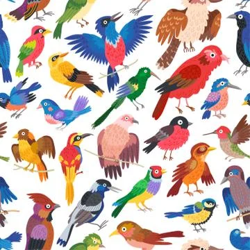 Seamless forest bird pattern background for kids Stock Illustration
