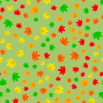 Seamless forest pattern with acorns and autumn leaves. Fall background. Vector Stock Illustration