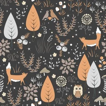 Seamless forest Pattern Stock Illustration